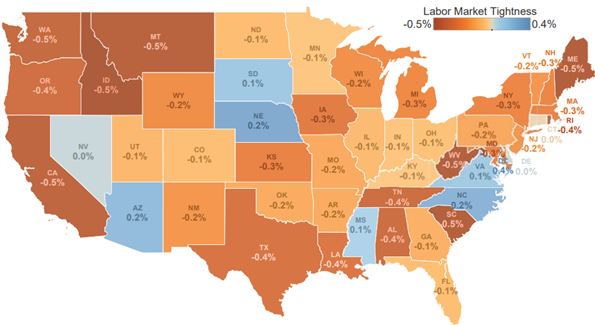 Labor market tightness by State 